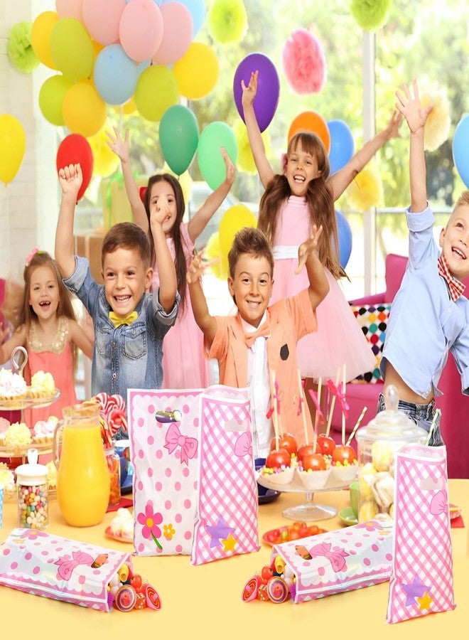JamboRella أكياس هدايا حفلات جامبوريلا الوردية على شكل قطة، 40 قطعة، مزينة بفيونكة وتصميم زهري، أكياس بلاستيكية لطيفة على شكل شخصيات كرتونية، مزودة بمقابض، مثالية لأعياد الميلاد وحفلات استقبال المولود الجديد. - Image 2